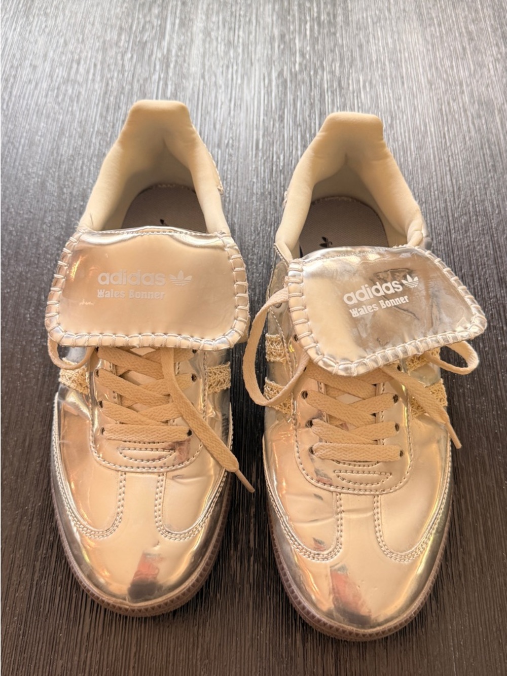 adidas Wales Bonnet Metallic white and silver Lace-Accent Sneakers - Picture 2 of 3